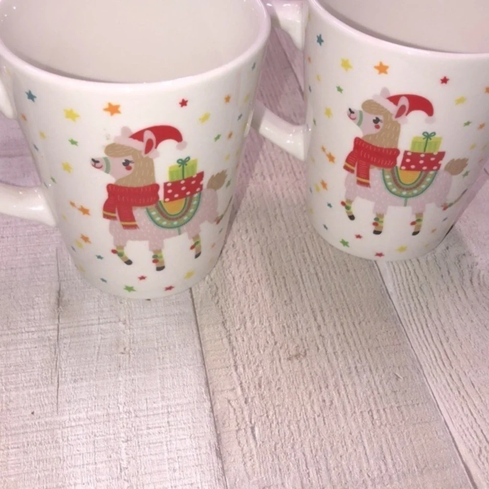 Falalala LLama Christmas mugs set